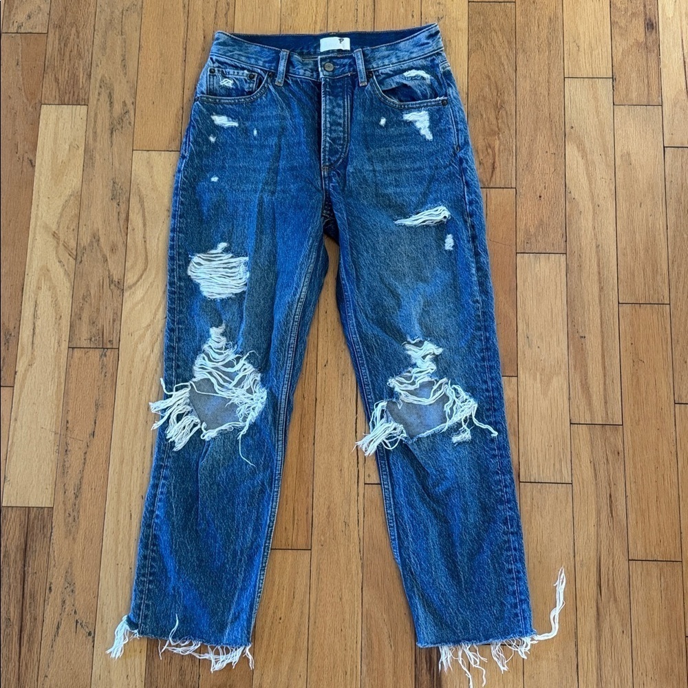 Boyish by Her | “Tommy” Jeans | Hi-Rise Straight | Heavily Distressed | size 27